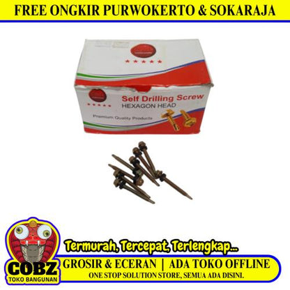 #12 x 50 MM / CAB Roofing Baut Sekrup Atap Baja Ringan Kuning Dus