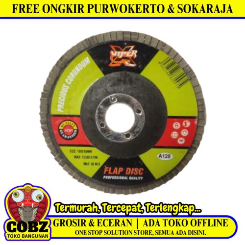 4 IN x GRIT 120 / VIPER Flap Disc Mata Gerinda Amplas Susun Kipas