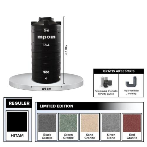 900 L / MPOIN + TALL TW 900 Water Torrent Tangki Tandon Air PVC Sand + Acc Set