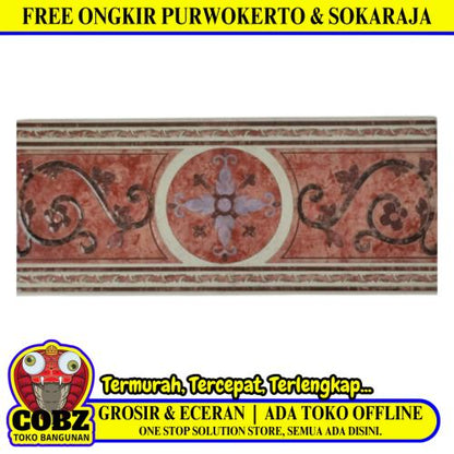 16.5 CM X 40 CM / NM ZENITH List Keramik Dinding Kamar Mandi Red Lembar