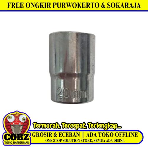6 PT x 1/2 IN x 20 MM / TM Mata Kunci Sok Shock Socket Chrome
