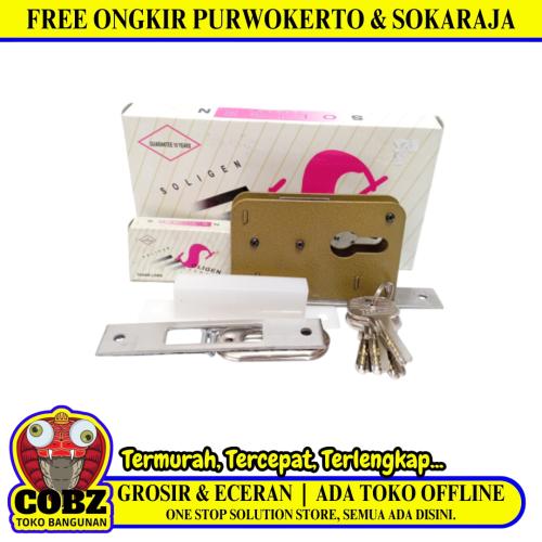 SOLIGEN Slot Body Kunci Pintu Geser Lidah Mekar Sliding Door Set