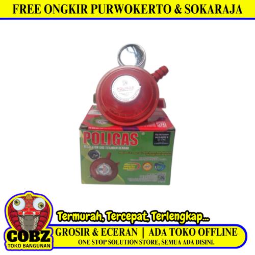 POLIGAS Regulator Kepala Tabung Gas LPG Tekanan Rendah + Meteran