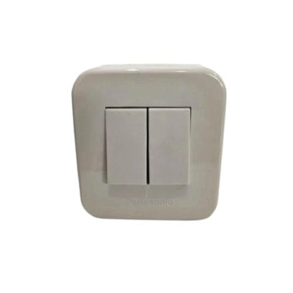 PANASONIC ALPHA CUBE Saklar Ganda Double Seri 2 Gang Tempel OB Outbow Putih