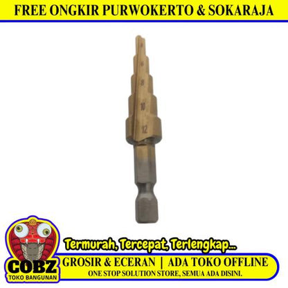 4 MM - 12 MM / NM Pagoda Mata Bor Besi Kayu PVC Spiral Step Cone Drill