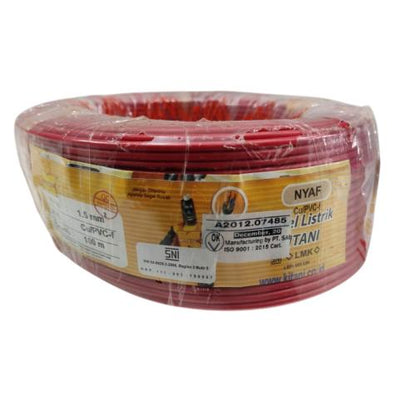 1 INTI x 1.5 MM x 100 M / KITANI NYA F Serabut Kabel Tembaga SNI Merah Roll
