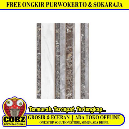 25 CM x 40 CM / UNO VILLAREAL Keramik Dinding Kamar Mandi Glossy Grey Dus