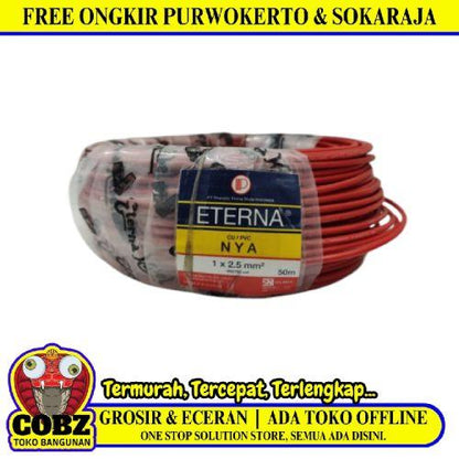 1 INTI x 2.5 MM / TM NYA Tunggal Kabel Tembaga SNI Merah Per Meter