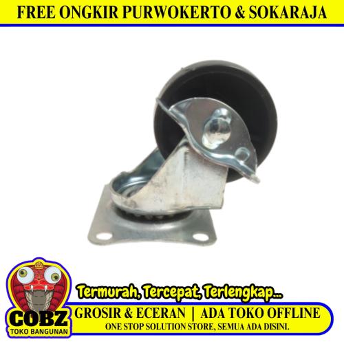 2 IN / TM Roda Hidup Trolly Rem Plat Nylon Hitam Rem