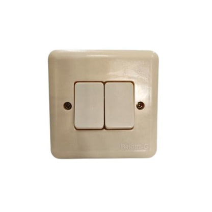 BRIGHT-G  Saklar Ganda Double Seri 2 Gang Tanam IB Inbow Cream