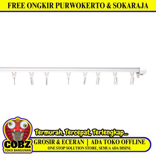 300 CM / TM Batang Rel Gorden Kotak Aluminium Silver Set