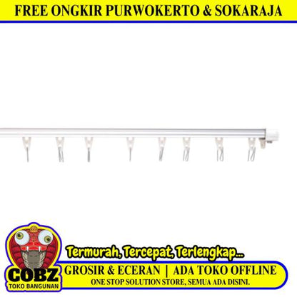 300 CM / TM Batang Rel Gorden Kotak Aluminium Silver Set