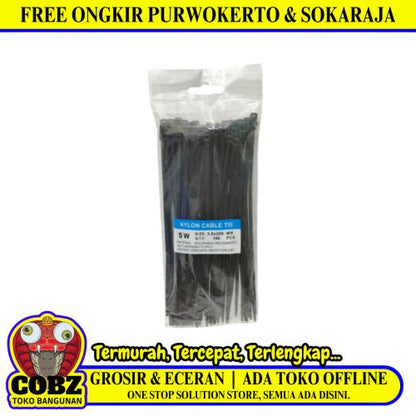 3.6 MM x 200 MM / SW Kabel Cable Ties Tali Ripet 20 CM Hitam Pack