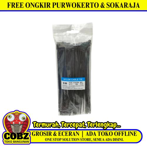 3.6 MM x 200 MM / SW Kabel Cable Ties Tali Ripet 20 CM Hitam Pack