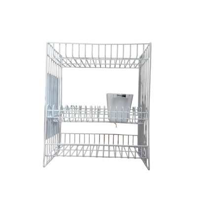 3 SUSUN / MELIN Rak Dapur Tempat Piring Gelas Stainless Putih Set