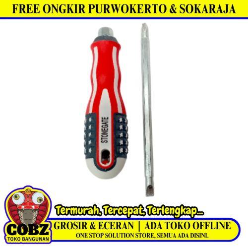 5 IN / STONEGATE Obeng Screwdriver Two Way Bolak Balik Plus Minus 2 In 1 Gagang Karet