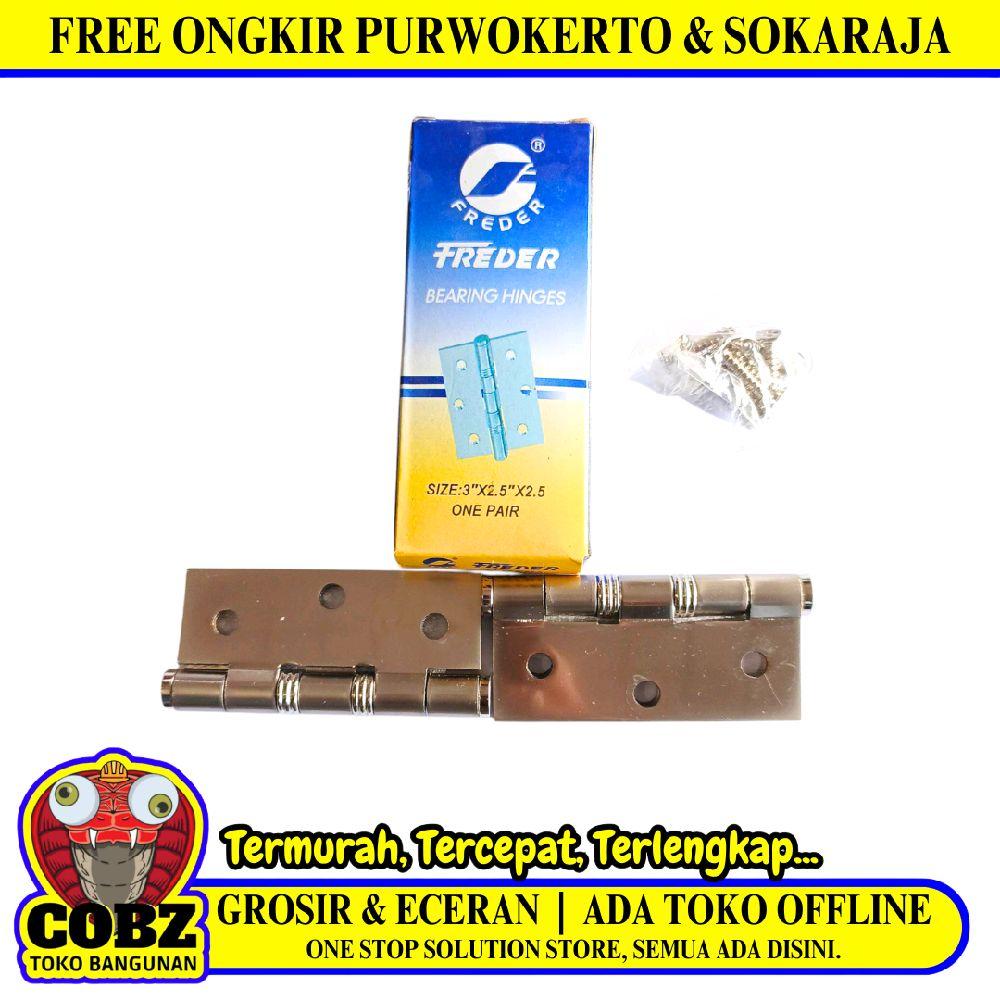 3 IN / FREDER Engsel Kupu Kupu Pintu Jendela Hinge Stainless Set