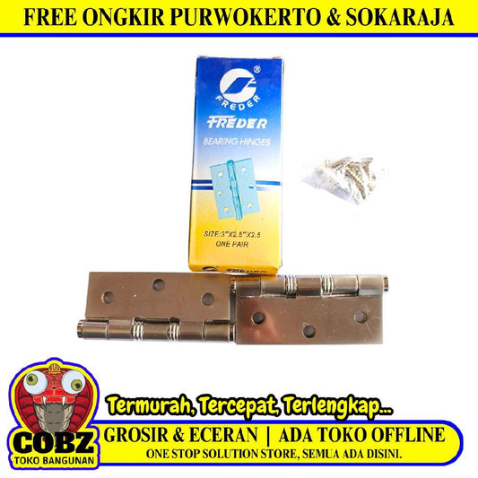 3 IN / FREDER Engsel Kupu Kupu Pintu Jendela Hinge Stainless Set
