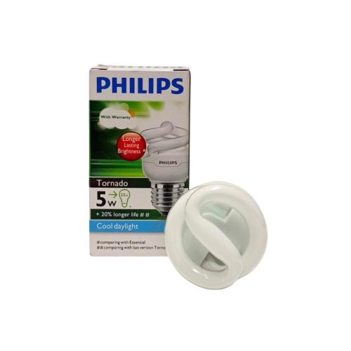 5 WATT / PHILIPS Tornado Lampu Bohlam Spiral Bola Putih