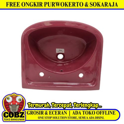 48 CM X 4 1CM X 24 CM / DUTY Wastafel Tempat Cuci Tangan Maroon Keramik