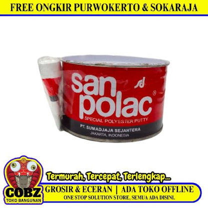 1 KG / SANPOLAC Dempul Tambal Lubang Plastik Kayu Besi Mobil Kaleng