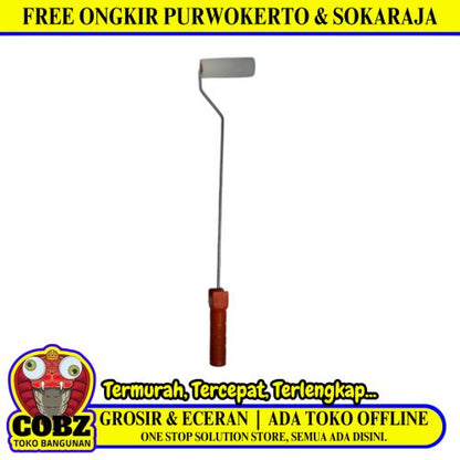 4 IN / COBZ 01 Kuas Busa Roll Cat Tembok Kayu Besi Kecil + Gagang Set