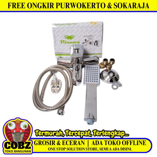 1/2 IN/ VILANOVA Keran Shower Panas Dingin Stainless+Selang+Shower Set
