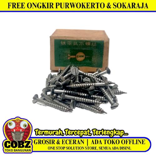 1 1/4 IN / SIP Sekrup Baut Kayu Kepala Rata Minus Wood Screw Dus