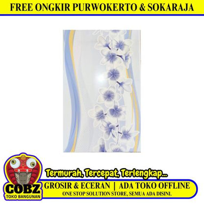 25 CM x 40 CM / UNO PRIMEROSE Keramik Dinding Kamar Mandi Glossy Blue Dus