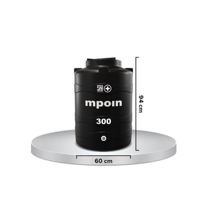 240 L / MPOIN + WAVE W300 Water Torrent Tangki Tandon Air PVC Hitam Set