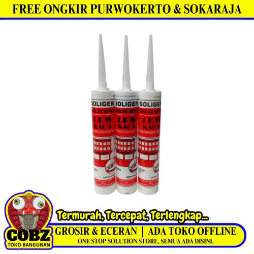 310 ML / SOLIGEN Lem Silicone Sealant Kaca Akrilik Acid Asam Botol - (Clear)