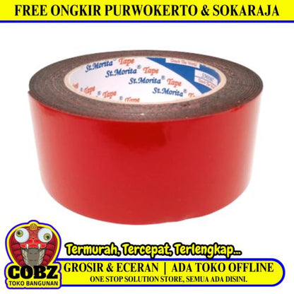 48 MM / MORITA Isolasi Bolak Balik Busa Double Foam Tape Merah Pcs
