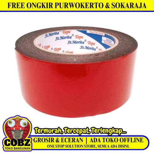 48 MM / MORITA Isolasi Bolak Balik Busa Double Foam Tape Merah Pcs