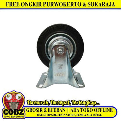 4 IN / TRIPLE-S Roda Mati Trolly Gepeng Plat  101 MM Karet Hitam