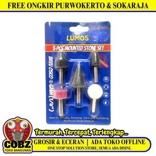 6 MM / LUMOS M08-001 Mata Bor Batu Gerinda Tangkai Rotary Mounted Stone Set