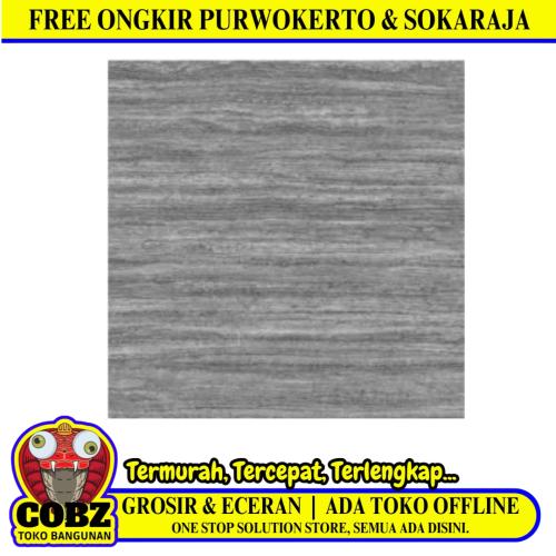60CMx60CM/SERENITY TRAVERTINE DARK GREY Granit Lantai Rumah Glossy Dus