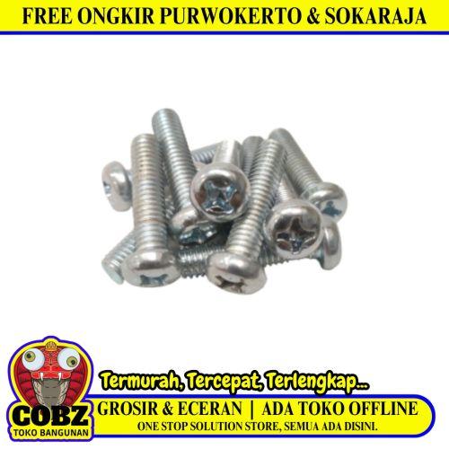 M 4 x 40 MM / TM Baut JP Kepala Pentol Bulat Plus Putih Biji