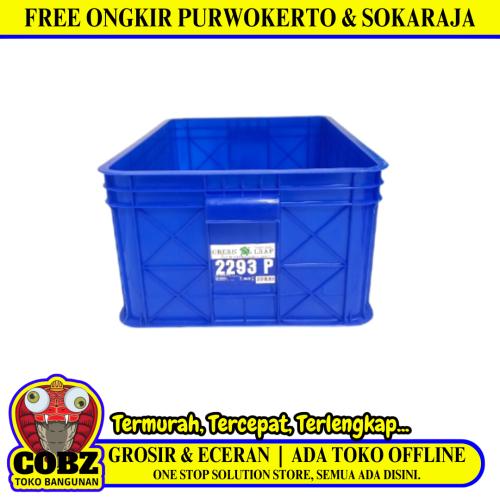 631 MM x 414 MM x 255 MM / GREEN LEAF 2293 P Krat Industri Keranjang Buah Rapat Blue