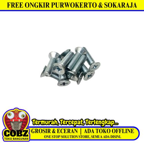 M 4 x 15 MM / TM Baut JF Kepala Rata Plus Putih Biji