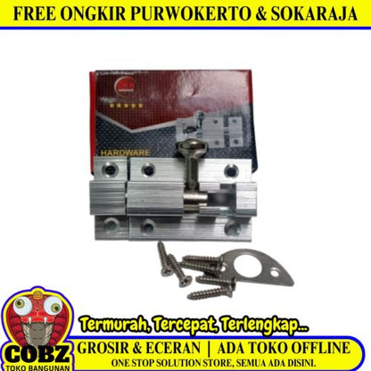 2 IN / CAB Grendel Kunci Slot Pintu Jendela Stainless