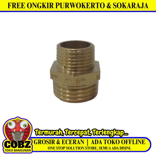 3/8 IN x 1/2 IN / NM Double Nepel Drat Luar Nipple Male Outer Kuningan