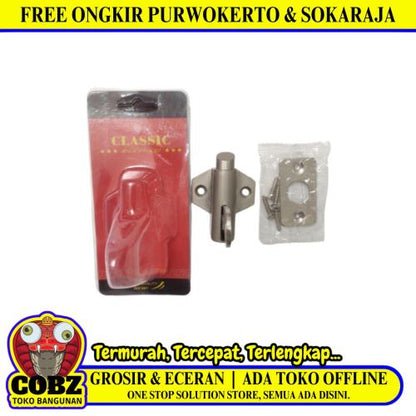 CLASSIC Spring Knife Grendel Kodok Pengunci Jendela Stainless Silver