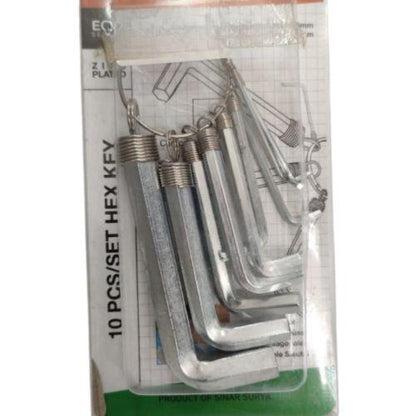 1.5 MM - 10 MM / FUKUDA Kunci L Hexagon Rata Pendek Wrench Screw 10 Pcs Set