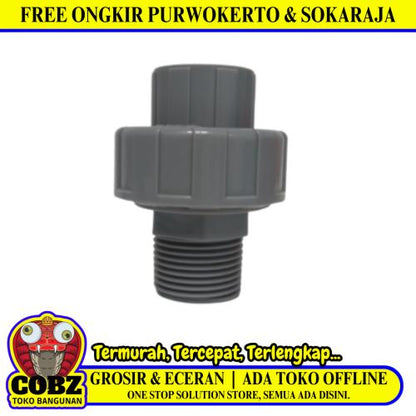 3/4 IN x 1 IN / SOLIGEN Water Mur Moor Union Socket Polos Dan Drat Luar PVC
