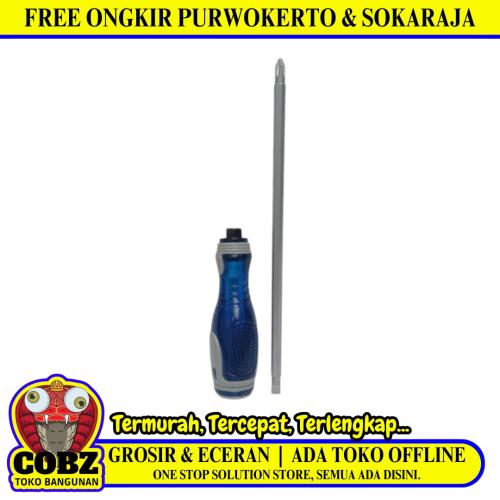 5 IN / CHROME Obeng Screwdriver Two Way Bolak Balik Plus Minus 2 in 1 Gagang Fiber