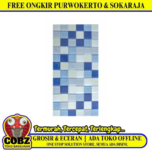 25 CM x 50 CM / UNO Aurora Keramik Dinding Timbul Glossy Blue Dus