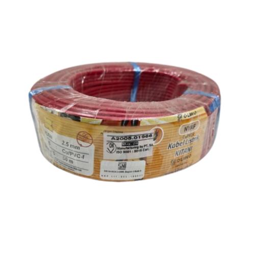 1 INTI x 2.5 MM x 50 M / KITANI NYA F Serabut Kabel Tembaga SNI Merah Roll