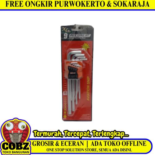 1.5 MM - 10 MM / XL TOOL Kunci L Hexagon Rata Panjang Wrench Screw Jenis Gagang 9 Pcs Set