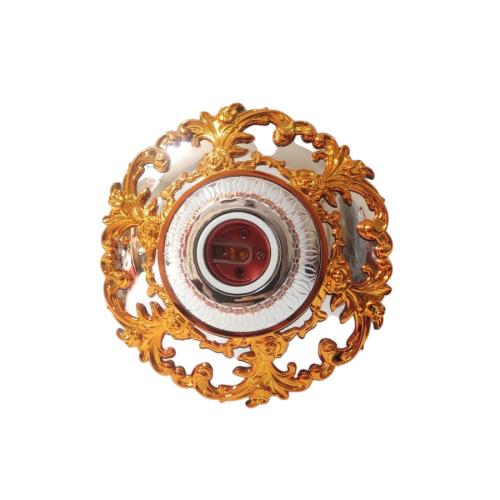 TRM 1819 Fitting Tempat Lampu Plafon Atap Tempel Motif Besar Gold