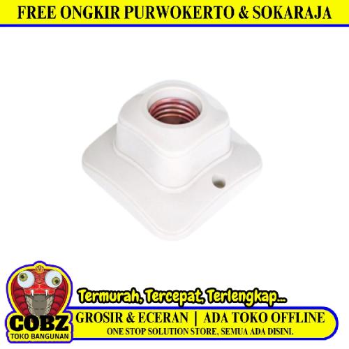 BROCO 1211 Fitting Tempat Lampu Plafon Atap Tempel Kotak Besar Putih